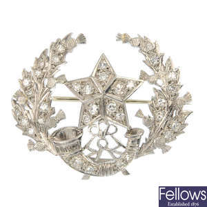 A diamond Regimental brooch, for the Cameronians.