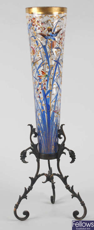 A Moser glass table centre vase