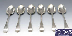 A George III set of six Scottish silver table spoons.
