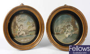 A pair of early 19th century oval silkworks.