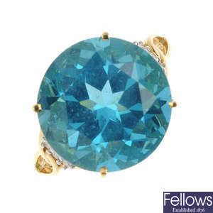 An 18ct gold apatite and diamond dress ring.