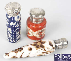 A porcelain scent phial, plus two others