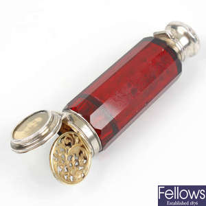 A red glass scent bottle