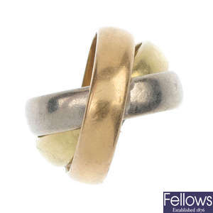 CARTIER - a mid 20th century 18ct gold 'Trinity' ring. 