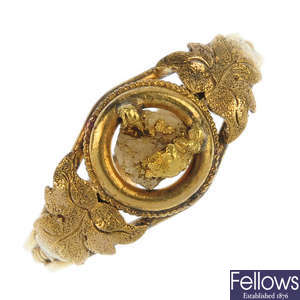 A mid 19th century gold and quartz ring.