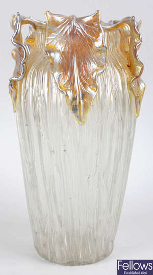 A large Art Nouveau iridescent glass vase attributed to Loetz