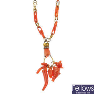 A late 19th century coral necklace.