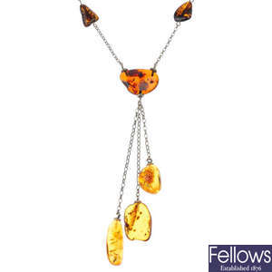 A selection of amber jewellery.