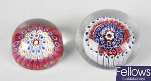 Two Old English millefiori paperweights