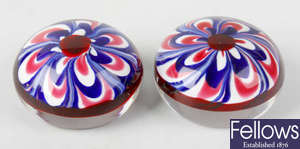 A matched pair of marbrie Old English paperweights