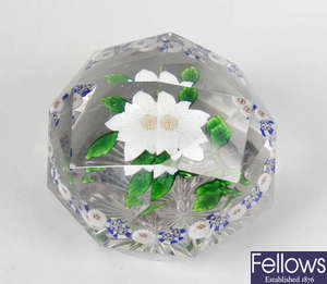A Baccarat double-clematis paperweight