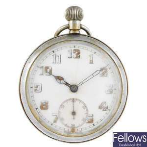 An military issue open face pocket watch. 