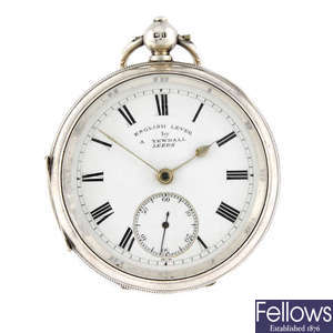 An open face pocket watch by A Yewdall together with an open face pocket watch by J G Graves. 
