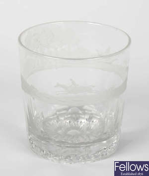 Hunting interest: An early to mid 19th century engraved glass tumbler