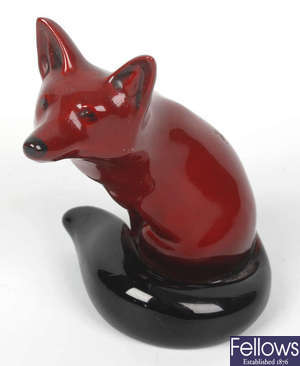 A Royal Doulton flamble pottery model of a fox.