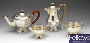 A 1930's four piece silver tea service.
