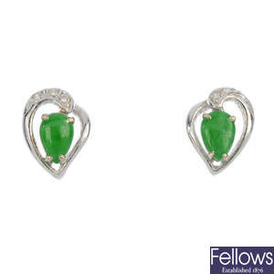 A pair of jade ear studs.