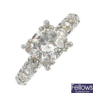 A diamond single stone ring. 