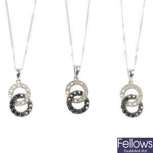 A selection of six of diamond and gem-set jewellery sets. 