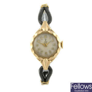 TUDOR – a lady’s 9ct yellow gold wrist watch with two Omega watches.