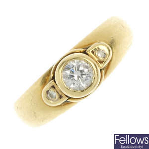 A diamond single-stone ring. 