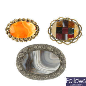 A selection of hardstone jewellery.