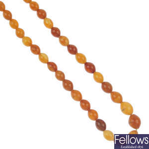 An Istanbul cut natural amber bead necklace.
