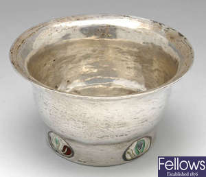 A Liberty silver and plique-a-jour enamel bowl.