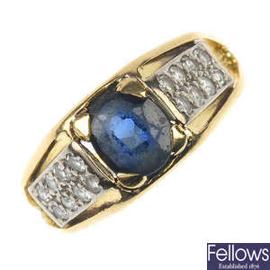 A sapphire and diamond dress ring and a cigar piercer.