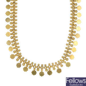 A late 19th century gold collar. 