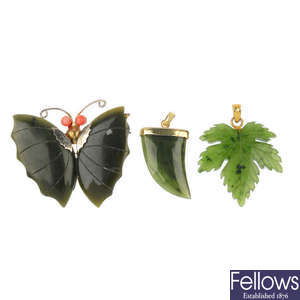 A selection of jade and nephrite jade jewellery.