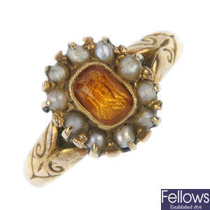 A late Victorian gold gem-set ring.