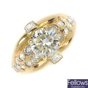 A 14ct gold diamond ring.