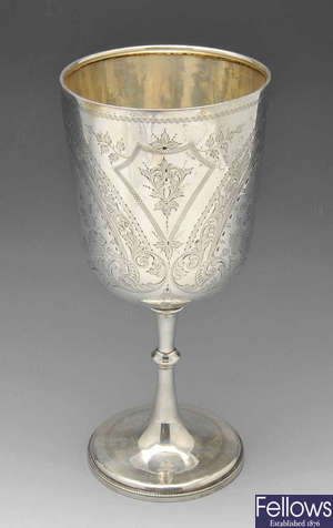 A Victorian silver presentation cup.