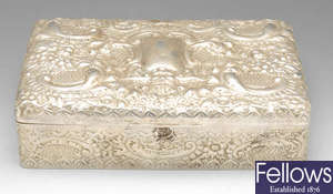 A late Victorian silver mounted box.