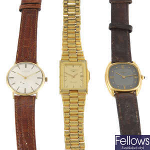 A bag of various Longines wrist watches. Approximately 19.