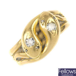 An early 20th century gold snake ring.