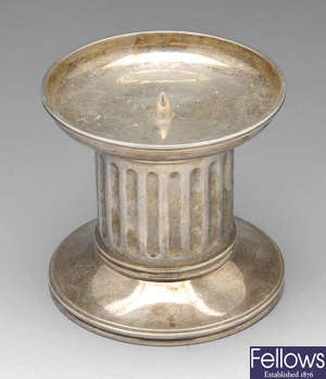 A modern silver church candlestick by Theo Fennell.