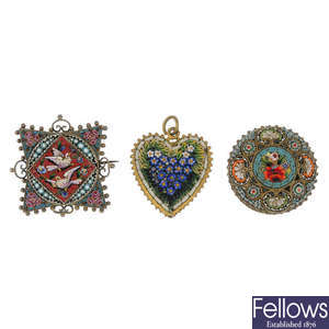 A selection of eight items of mid 20th century micro mosaic jewellery.