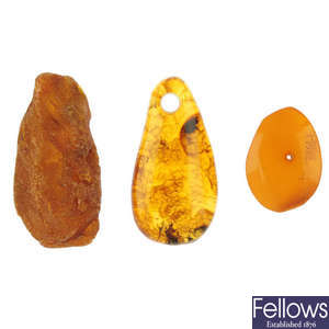 A selection of twelve pieces of amber.