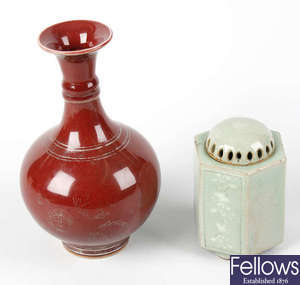 A Chinese porcelain 'sang-de-boeuf' vase