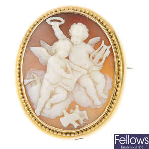 A late 19th century shell cameo brooch.