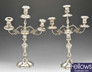 A modern pair of Irish silver candelabra.