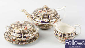 A selection of early to mid 19th century Bloor Derby porcelain Imari/Japan pattern teawares