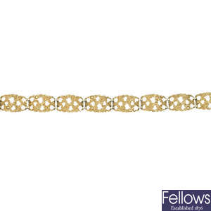 A mid 20th century 9ct gold floral bracelet.