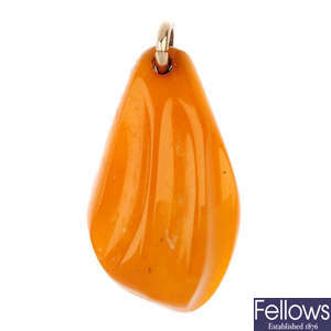 A natural amber pendant.