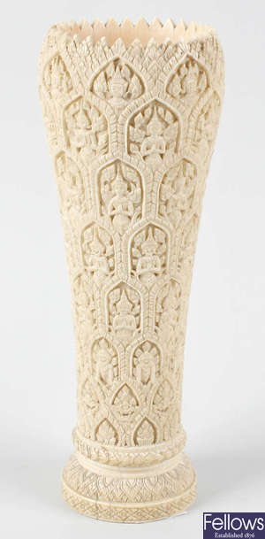 A South East Asian ivory vase 