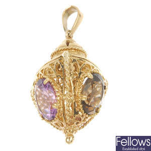 A 9ct gold gem-set pendant.