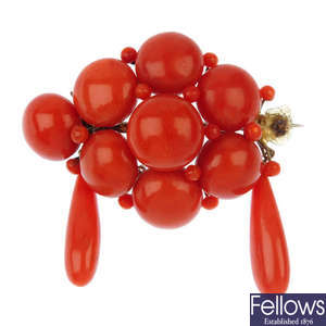 A coral cluster brooch