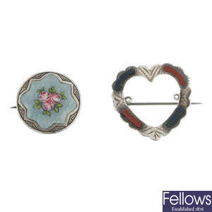 Two brooches and a bracelet